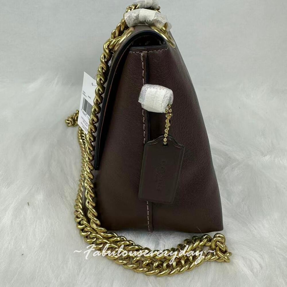 COACH Chelsea Shoulder Bag 30 With Chain In Leather CDS61 Brass/Maple NWT - Picture 5 of 10
